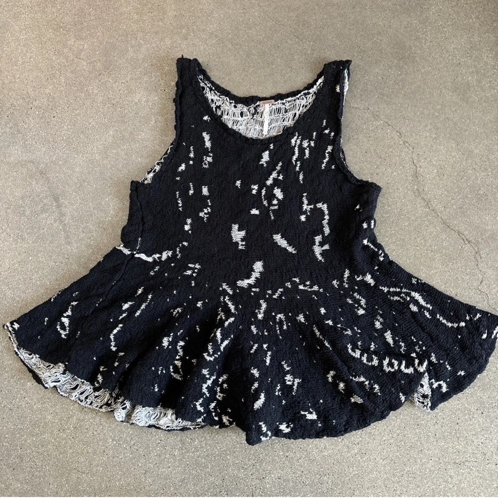 Free People Black and White Knit Top